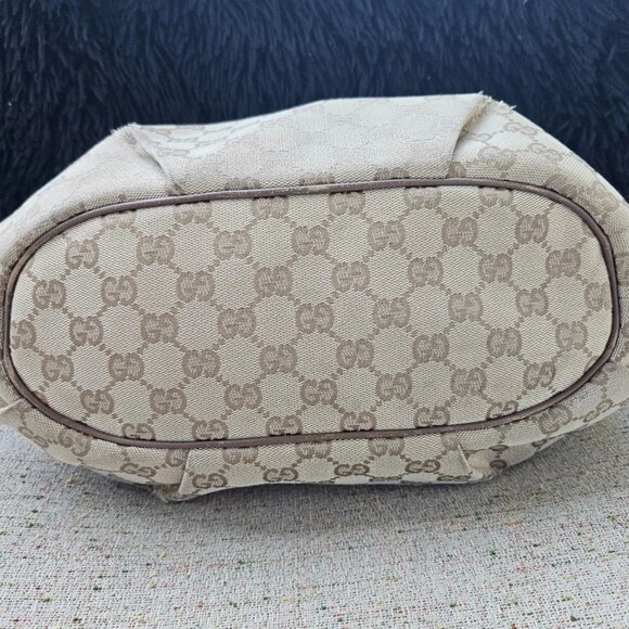 Gucci Women Hand Bag Brown GG Web Signature Canvas Shoulder Bag Italy Read Desc - Picture 5 of 12